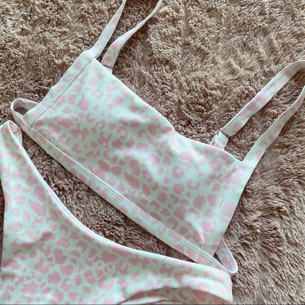 Pink Cow Print Bikini Set